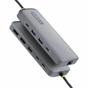 StarTech.com 10-in-1 USB-C auf Dual DisplayPort Multiport Adapter, 100W Power Delivery, 2x4K 60Hz, 5-Port 5Gbps Hub, GbE M