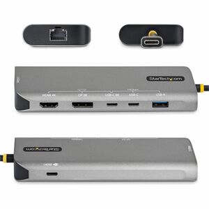 StarTech.com 7 Port(s) USB4 Docking Station for Monitor, Workstation - Charging Capability - Space Gray - Desktop - 2 Disp
