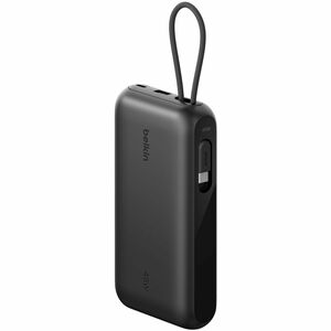 Belkin BoostCharge Power Bank - Black - 20000 mAh - 45 W - Built-in Cable - Black