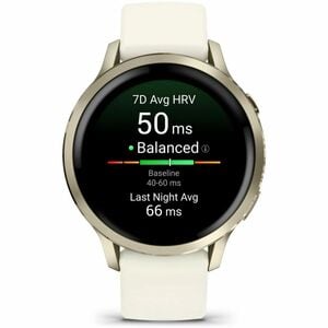 Garmin Venu 4 Smart Watch - Lunar Gold Case Color - Bone Band Color - Stainless Steel, Metal Body Material - Fiber Reinfor
