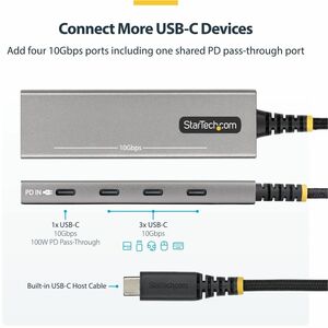 StarTech.com USB Hub - USB 3.2 Gen 2 - 1.25 GB/s - Notebook, Solid State Drive, Workstation - Space Gray - UASP Support - 
