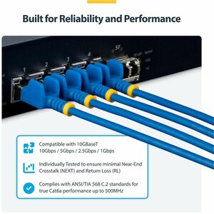 StarTech.com 1.50 m Category 6a Network Cable - 1 - Cable for Network Device, Switch, Rack Server, Patch Panel - First End