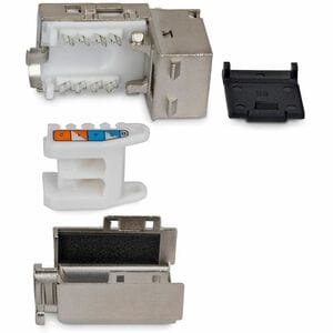 StarTech.com Jack Keystone Cat6a Blindé, Lot de 10 Prises Ethernet RJ45 Keystone, Prise Murale STP Cat6a, 90 Degrés Sans O