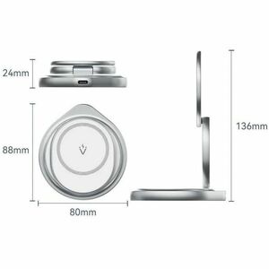 Vention FGE Induction Charger - Silver - For iPhone, Mobile Device - 9 V, 12 V Input - Input connectors: USB - Foldable