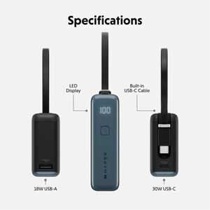 Hyperjuice Flex HJ5401BKGL Power Bank - Black Expanse - For Smartphone, Tablet PC, Notebook, USB Type A Device, USB Type C