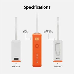 Hyperjuice Flex HJ5401OGGL Power Bank - Vermilion Orange - For Smartphone, Tablet PC, Notebook, USB Type A Device, USB Typ