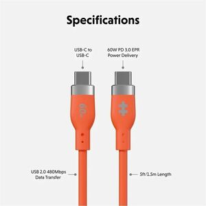 Hyperjuice HyperJuice HJ4011OGGL Charging Cable - 1.52 m - For USB Type C Device, MacBook, iPhone - USB Type C / USB Type 