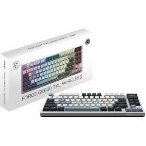 MSI FORGE GK600 TKL WIRELESS SKY Gaming Keyboard - Wired/Wireless Connectivity - Bluetooth/RF - Tenkeyless - 2.40 GHz - US