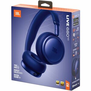 JBL Live 680NC Wired/Wireless Over-the-head, On-ear Stereo Headset - Blue - Binaural - Circumaural - Bluetooth - 32 Ohm - 