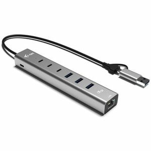 i-tec USB/Ethernet Combo Hub - USB Type A, USB Type C - 640 MB/s - Notebook, Desktop - 7 Total USB Port(s)1 Network (RJ-45