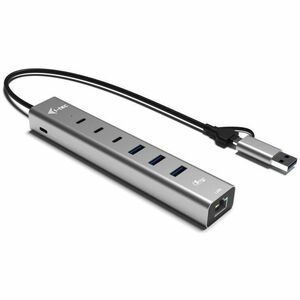i-tec USB/Ethernet Combo Hub - USB Type A, USB Type C - 640 MB/s - Notebook, Desktop - 7 Total USB Port(s)1 Network (RJ-45