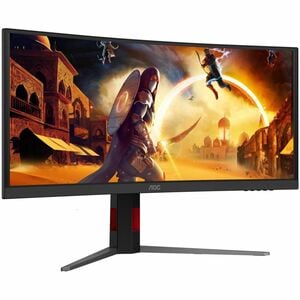 AOC CU34G4CA 34" Class UW-QHD Curved Screen Gaming LED Monitor - 21:9 - Black, Red - 86.4 cm (34") Viewable - Fast Vertica