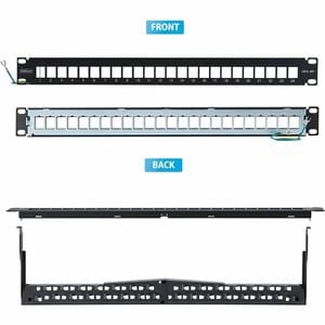 StarTech.com 24 Port(s) Blank Patch Panel - Category 6, Category 6a - Twisted Pair - Black - 1U High - 19" Wide - Rack-mou