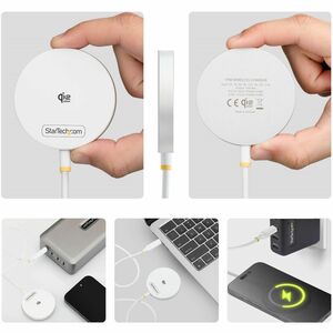 StarTech.com Induction Charger - White - 1 - For Mobile Device, iPhone, Qi-enabled Device - 5 V DC, 9 V DC, 12 V DC, 15 V 