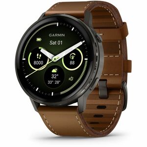 Garmin Venu 4 Smart Watch - Slate Case Color - Black, Brown Band Color - Stainless Steel, Metal Body Material - Fiber Rein