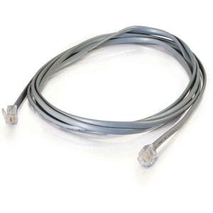 C2G 7ft RJ11 Modular Telephone Cable - RJ-11 Male - RJ-11 Male - 7ft - Silver