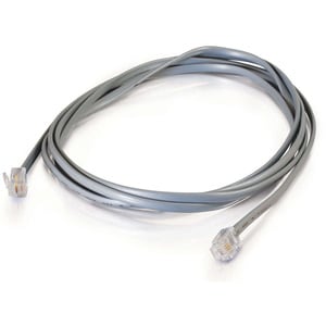 C2G 14ft RJ11 Modular Telephone Cable - RJ-11 Male - RJ-11 Male - 14ft - Silver