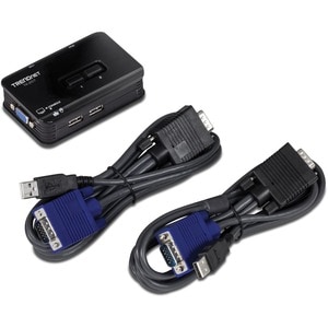 TRENDnet 2-Port USB KVM Switch And Cable Kit, 2048 x 1536 Resolution, Device Monitoring, Auto-Scan, Audible Feedback, USB 