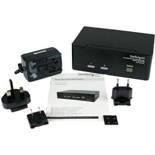 SWITCH CONMUTADOR KVM DVI DE 2 PUERTOS DOBLEMONITORAUDIOHUB USB