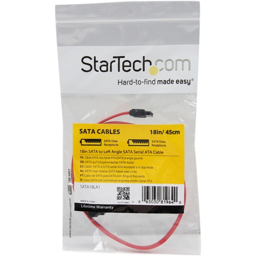 StarTech.com 18in SATA to Left Angle SATA Serial ATA Cable - Make a left-angled connection to your SATA drive, for install