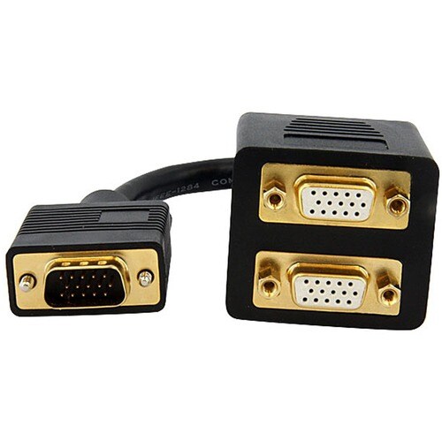 StarTech.com 1 ft VGA to 2x VGA Video Splitter Cable - M/F - First End: 1 x 15-pin HD-15 - Male - Second End: 2 x 15-pin H