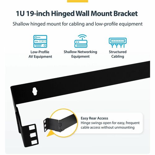 StarTech.com 1U 19in Hinged Wallmounting Bracket for Patch Panel - Wall-mount a patch panel or network switch while provid