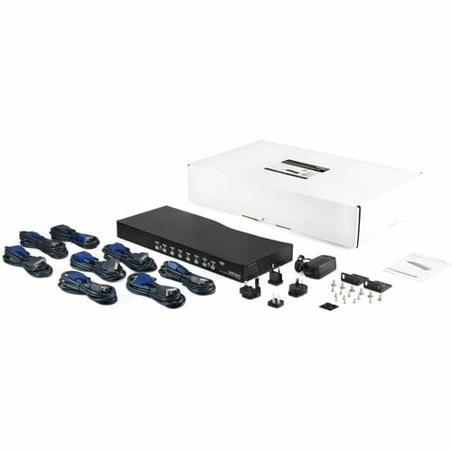 StarTech.com 8 Port 1U Rackmount USB KVM Switch Kit with OSD and Cables - Rack mount KVM - VGA KVM Switch - 8 Port KVM Swi