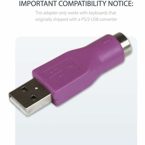 StarTech.com Replacement PS/2 Keyboard to USB Adapter - F/M - PS/2 to USB - 1 x 4-pin Type A USB Male - 1 x 6-pin Mini-DIN