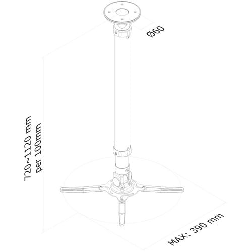 Neomounts Neomounts Pro BEAMER-C350 Ceiling Mount for Projector - Black - Height Adjustable - 12 kg Load Capacity