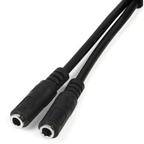 StarTech.com Adaptador de Diadema Mini-Jack 3.5mm 4 pines a Conectores Separados de Audífonos y de Micrófono - M a 2xH - C