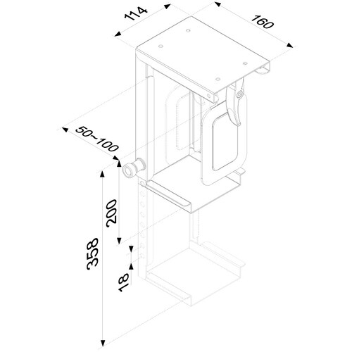 Newstar Lockable Under Desk PC Mount (Suitable PC Dimensions - Height: 20-36 cm / Width: 5-10 cm) - Black - Height Adjusta