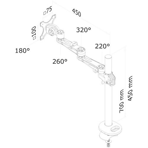 Neomounts Neomounts Pro FPMA-D935G Grommet Mount for Flat Panel Display - Silver - Height Adjustable - 25.4 cm to 66 cm (2