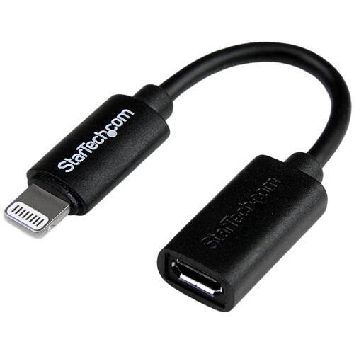 StarTech.com Black Micro USB to Apple 8-pin Lightning Connector Adapter for iPhone / iPod / iPad - Cable for iPad, iPhone,