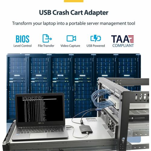 StarTech.com USB Crash Cart Adapter with File Transfer & Video Capture at 1920 x1200 60Hz, TAA - KVM adapter accesses any 