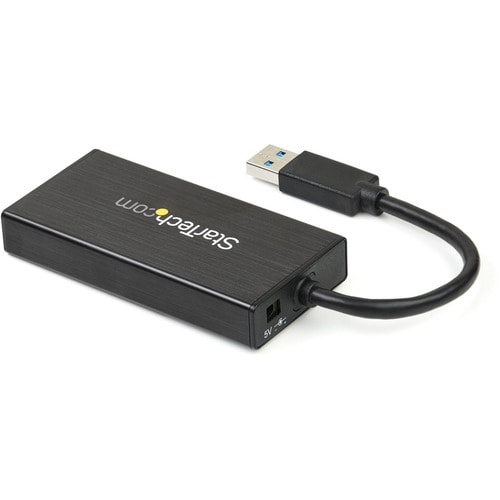 StarTech.com 3 Port Portable USB 3.0 Hub with Gigabit Ethernet Adapter NIC - 5Gbps - Aluminum w/ Cable - 3 Total USB Port(