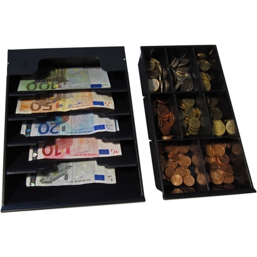 apg Genesis 1313 Cash Drawer - 5 Bill - 8 Coin - 2 Media Slot - Stainless Steel, Plastic - Black - 99.8 mm Height x 332.7 