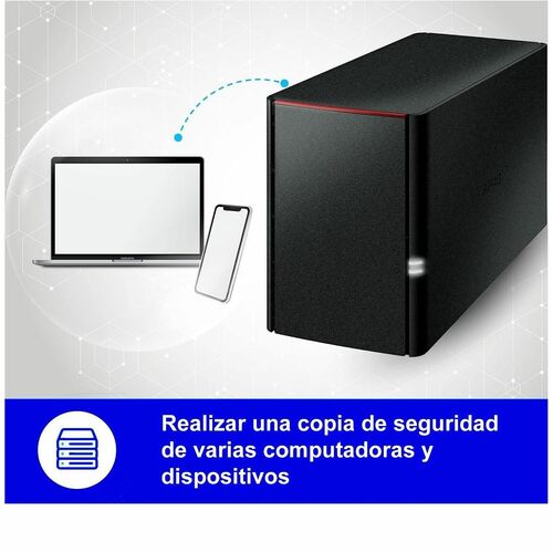 Buffalo LinkStation 220 2 x Total de compartimientos Sistema de almacenamiento NAS - 4TB HDD - 2 x 2TB - Marvell ARMADA 37