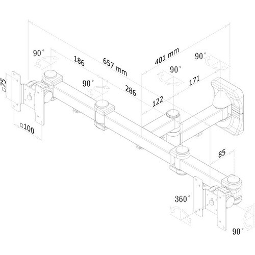 Neomounts Neomounts Pro FPMA-W960D Wall Mount for Flat Panel Display - Black - 25.4 cm to 68.6 cm (27") Screen Support - 1