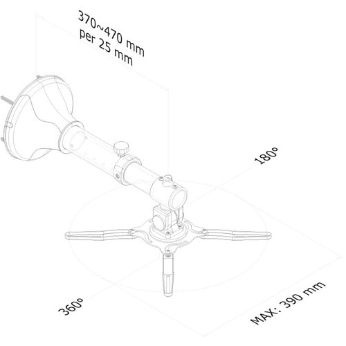 PROJECTOR WALL MOUNT ULTRA SHOR THROW.MAX 11KG.LENGTH 37-47CM.BL