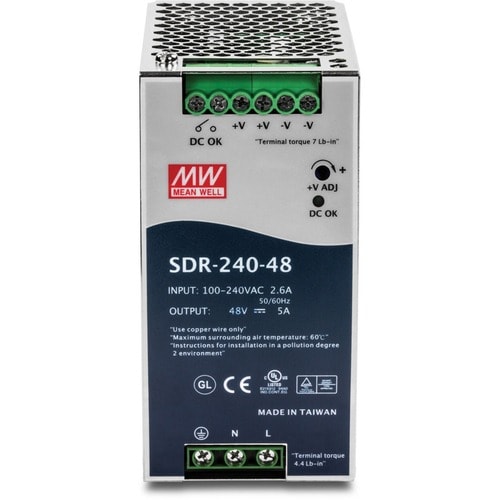 TRENDnet TI-S24048 Proprietary Power Supply - 240 W - TAA Compliant - DIN Rail - 120 V AC, 230 V AC Input - 48 V DC Output