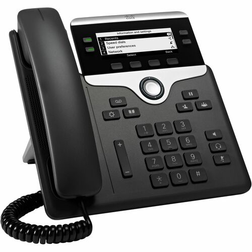 Cisco 7841 IP Phone - Corded - Corded - Tabletop - Black - TAA Compliant - 4 x Total Line - VoIP - 8.9 cm (3.5"") - Enhanc