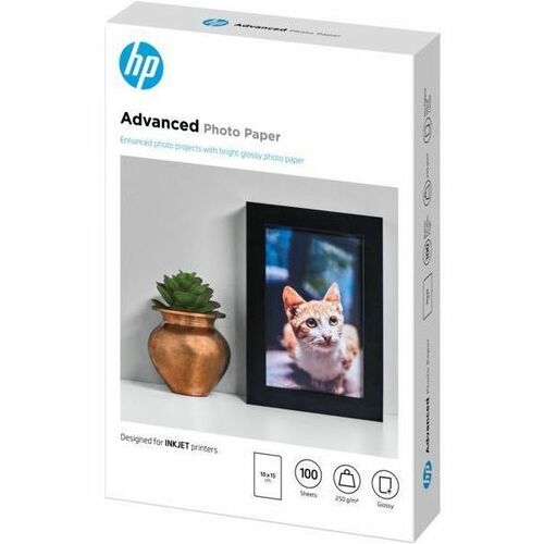 HP Advanced Inkjet Photo Paper - 100 mm x 150 mm - 250 g/m² Grammage - Glossy - 100 Sheet
