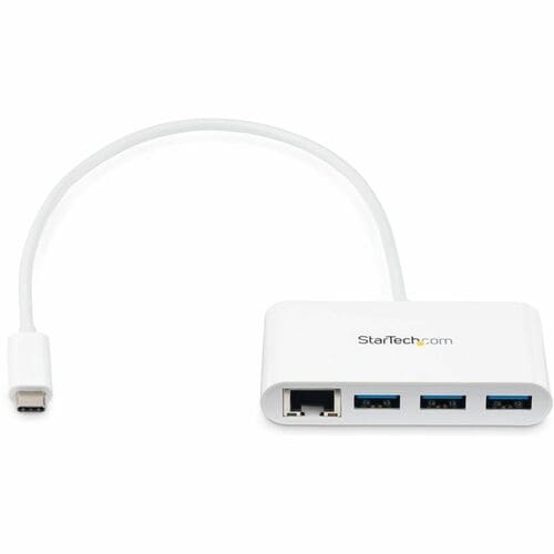 CONCENTRADOR USB 3.0 3 PUERTOS USB-C A USBA Y RED BLANCO