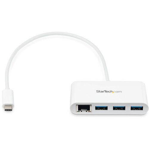 StarTech.com USB-C to Ethernet Adapter with 3 Port USB C Hub - Gigabit - White - Thunderbolt 3 Compatible - MacBook Pro 20