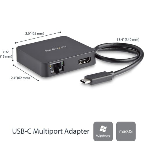 StarTech.com Adaptador Multipuertos USB C - Mini Dock Portátil USB-C 4K HDMI - Hub USB 3.0 (1x USB-A 1x USB-C) - USB Tipo 