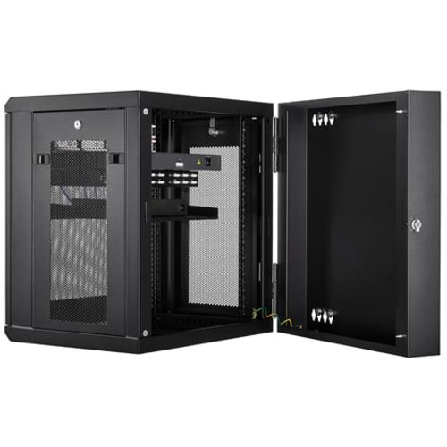 StarTech.com 4-Post 12U Wall Mount Network Cabinet, 19" Hinged Wall-Mounted Server Rack for IT Equipment, Flexible Lockabl