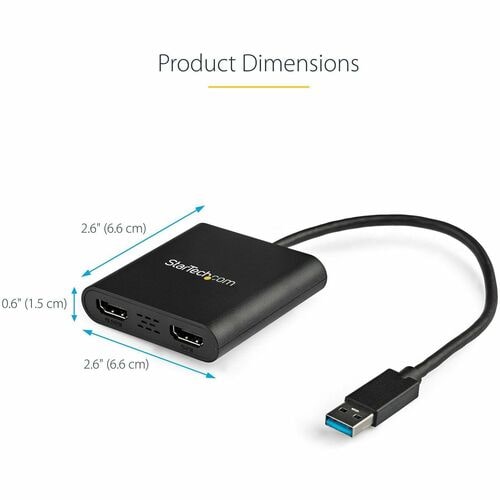 StarTech.com Adaptador de Video Externo USB 3.0 a 2 Puertos HDMI 4K para 2 Pantallas - 3840 x 2160 Supported - Negro