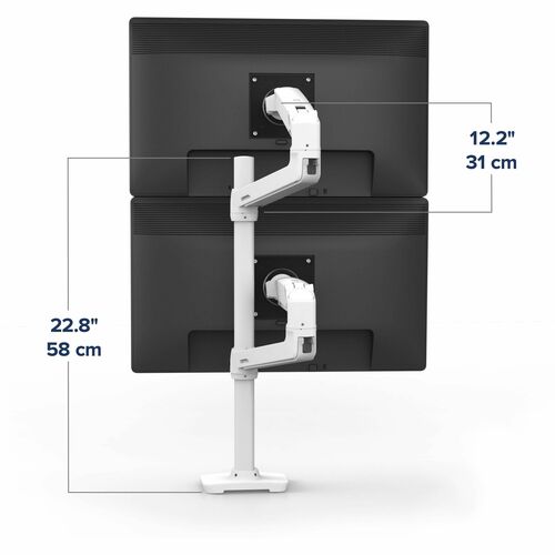 Ergotron Mounting Arm for Monitor, Display Screen, LCD Display, TV - White - Height Adjustable - 2 Display(s) Supported - 