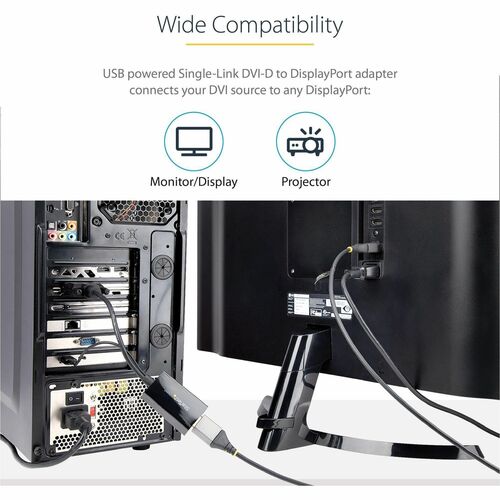 StarTech.com DVI to DisplayPort Adapter with USB Power - DVI-D to DP Video Adapter - DVI to DisplayPort Converter - 1920 x