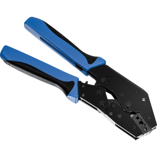 TRENDnet TC-FCT Crimp Tool - 304.8 mm Length - Blue, Black - Carbon Steel - Durable, Rubber Grip, Ratchet, Adjustable Tens